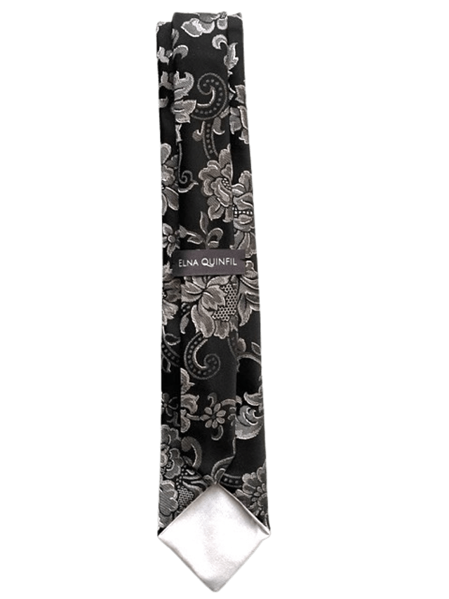 Cravate homme noir et blanc motif Jacquard 100% polyester 145 cm