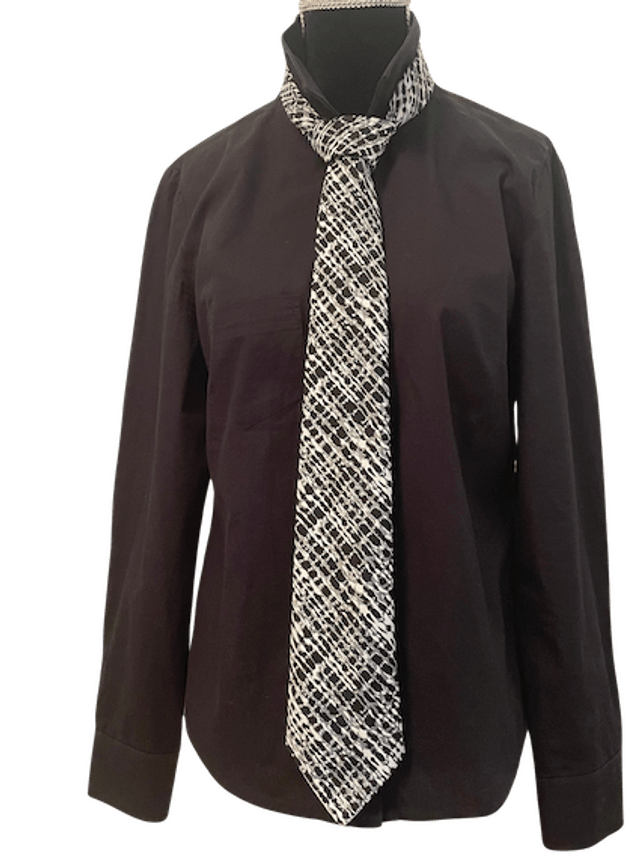 Cravate souple homme motif Jacquard noir & blanc 