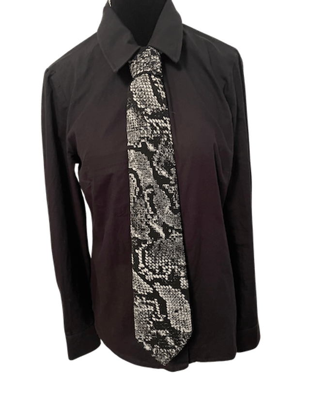 Cravate homme semi-rigide motif noir et blanc.  Bengaline Jacquard