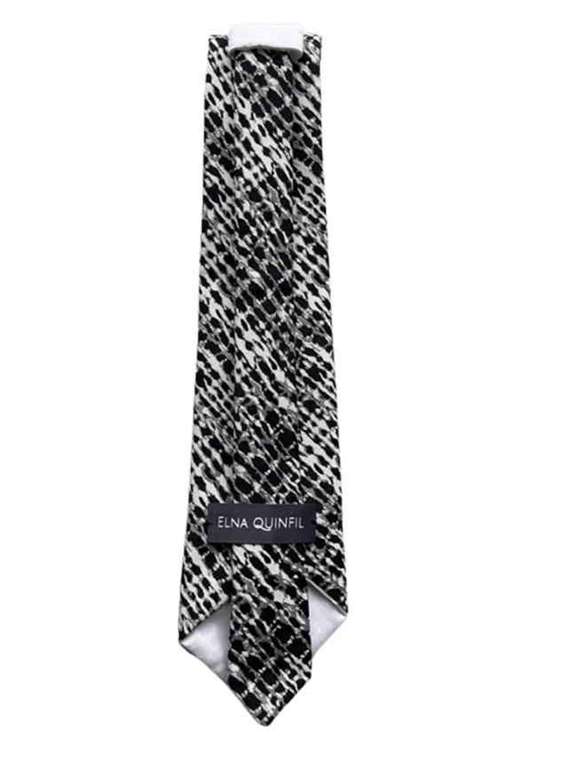 Cravate souple homme motif Jacquard noir & blanc 