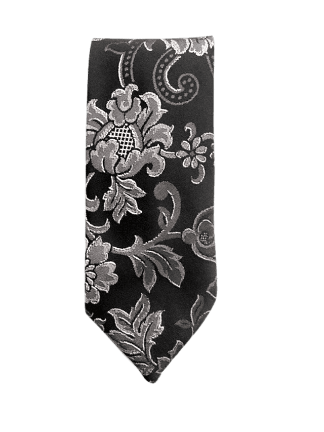 Cravate homme noir et blanc motif Jacquard 100% polyester 145 cm