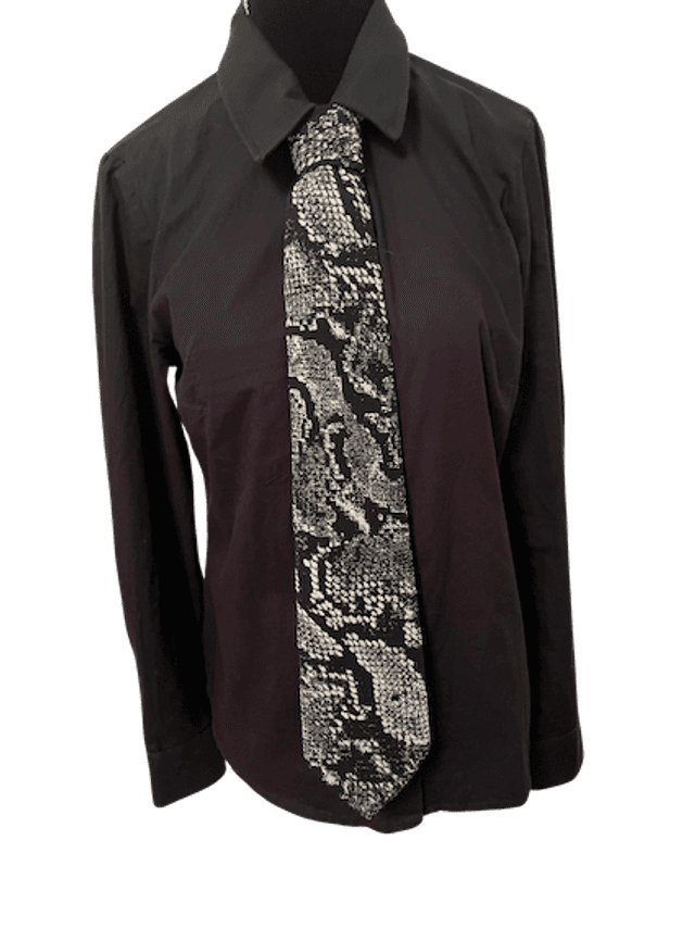 Cravate homme semi-rigide motif noir et blanc.  Bengaline Jacquard